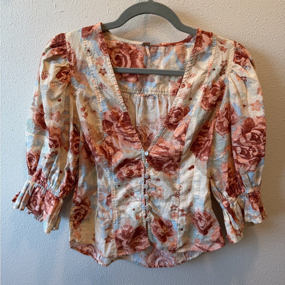 Floral V-Neck Blouse free people